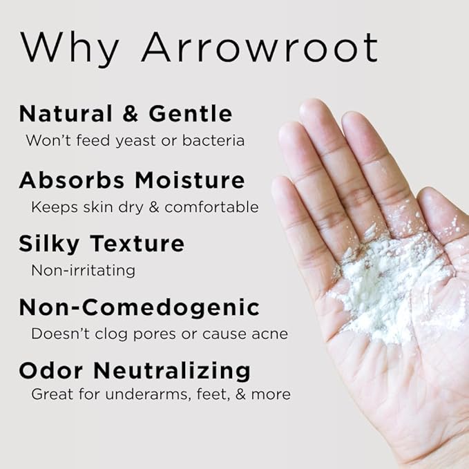 Sumbody Pure Arrowroot Natural Organic Lavender Body Powder (4oz) Talc Free Cornstarch Free, Sweat Absorbing After Shower Body Deodorant, Dusting Powder, Baby Powder Travel Size, Men, Women, Teens