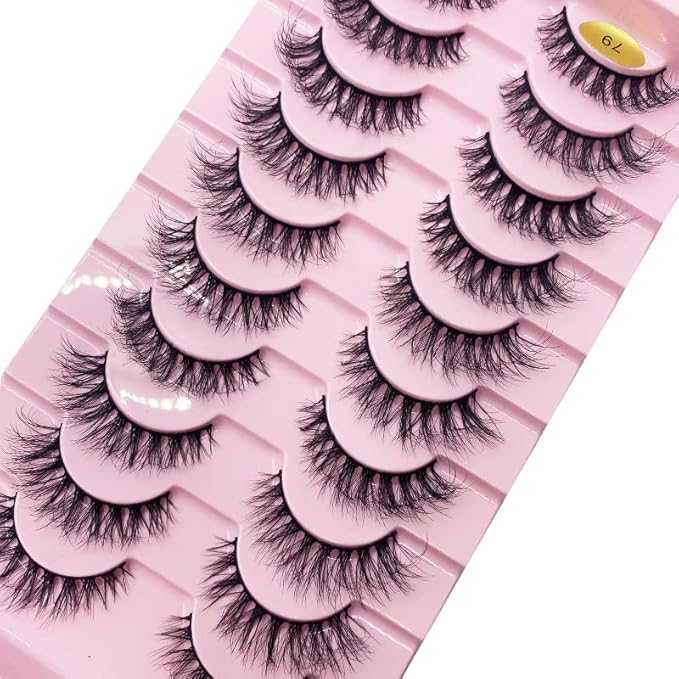 HBZGTLAD New 10 Pairs 3D Mink Lashes False Eyelashes Handmade Wispy Fluffy Long Lashes Natural Eye Makeup Tools Eye Lashes(79-10pairs)