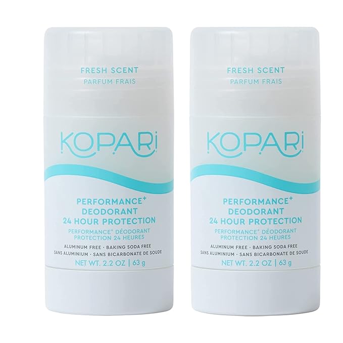 Kopari Performance Plus Aluminum-Free Deodorant, Sport Deodorant for 24 Hour Odor Protection, Non Toxic & Clean, No Parabens or Baking Soda, 2 Pack