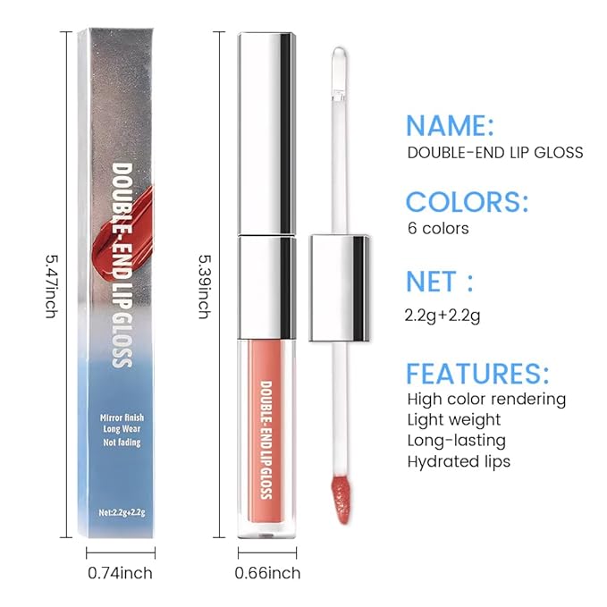 2-in-1 Matte Liquid Lipstick & Clear Lip Gloss, Long Lasting Waterproof Smudge Proof 24 Hour Lip Color Stain, Non Stick & Non Fading,Vegan Matte Makeup Lip Stain for Women,Warm Orange Brown #01