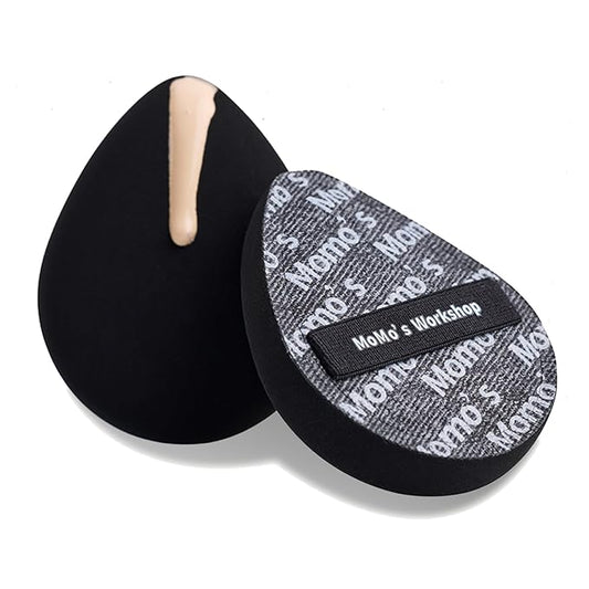 Momo's Workshop 1Pack Denim Makeup Sponge, Black Rubycell for Full Coverage & Fast-Drying Foundation, Firm Bounce for Flawless Matte Finish