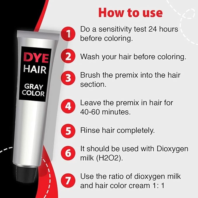 NEW Silver Gray Natural Hair Dye Cream, Unisex Silver Gray Hair Dye Cream for All Hair Types, Natural DIY Hairstyle Hair Color Girl Boy Gifts for Birthday, Party, Cosplay