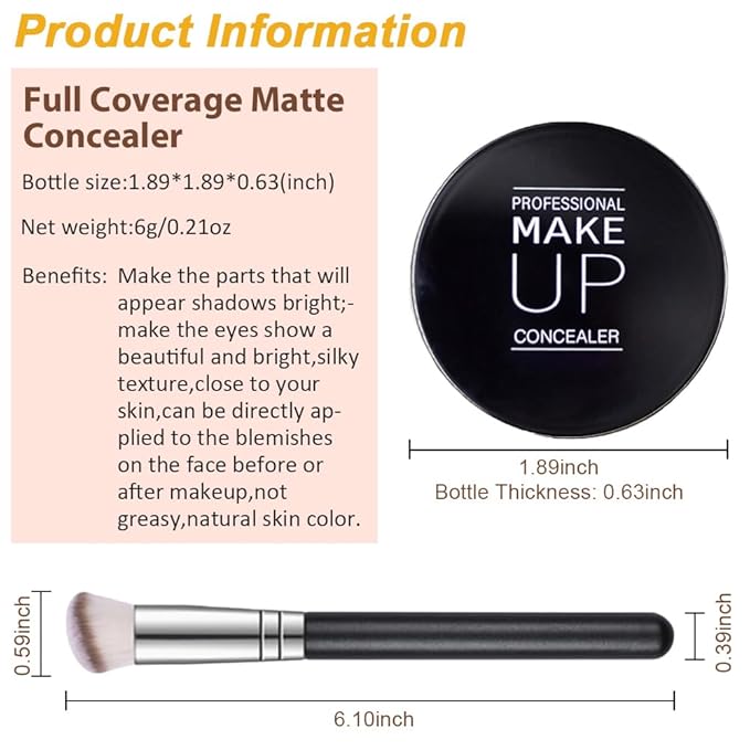 Kaely Pot Concealer Full Coverage Set, Under Eye Brightener Color Correcting Concealer for Dark Circles, Waterproof Foundation Face Makeup Brush Kit, Eye Ring Corrector de ojeras, 03 NETURAL