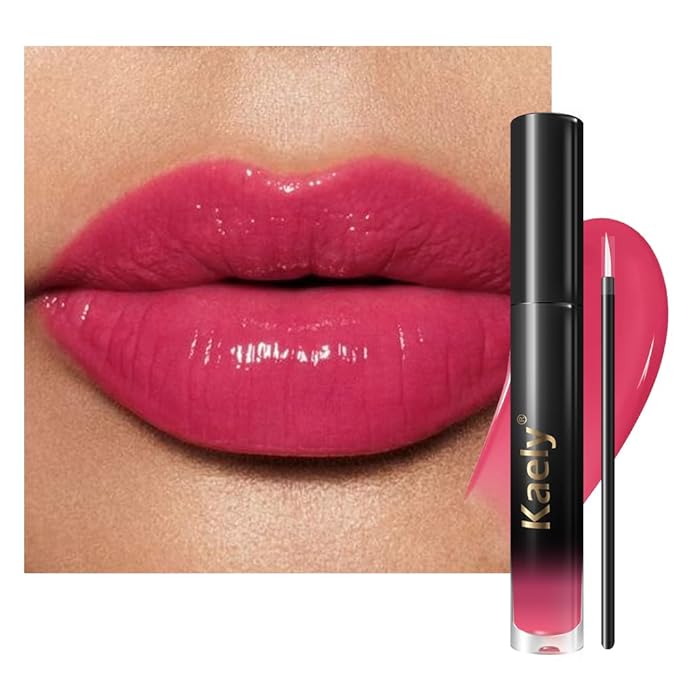 Kaely Longwear Shine Lipstick for Women, Highly Pigmented Liquid Lip Color Makeup, Non-Transfer Lip Gloss Stain Waterproof Smudge Proof 24 Hour, Glossy Finish, Vegan & Cruelty-free, 16 STRIKING
