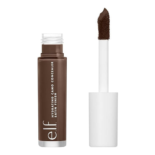 e.l.f. Hydrating Camo Concealer, Covers Blemishes & Under-Eye Circles, Full-Coverage & Delivers A Satin Finish, Vegan & Cruelty-Free, Rich Ebony