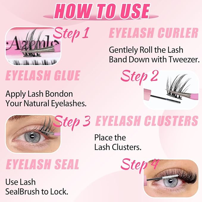 Cluster Lashes Eyelash Clusters 20D+w08+30D Lash Clusters Wispy Individual Lashes D Curl Lash Extension Natural Lashes Clusters DIY Cluster Eyelash Extensions for Beginners