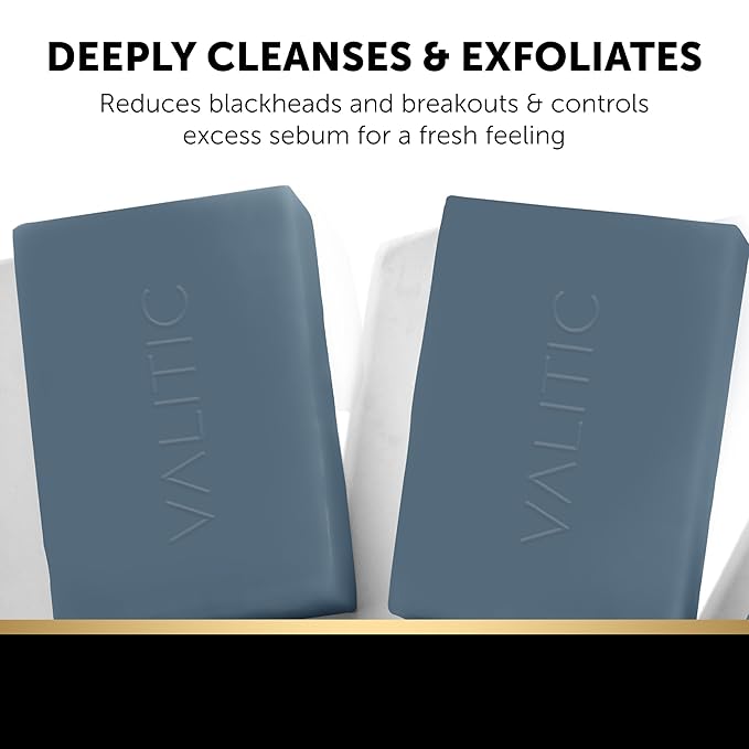 VALITIC Salicylic Acid and Vitamin C Soap Bar - Facial Cleanser and Exfoliating Body Wash for Blackheads, Enlarged Pores and Blemish Skin with Collagen, Hyaluronic Acid, Vitamin E - 2 Pack
