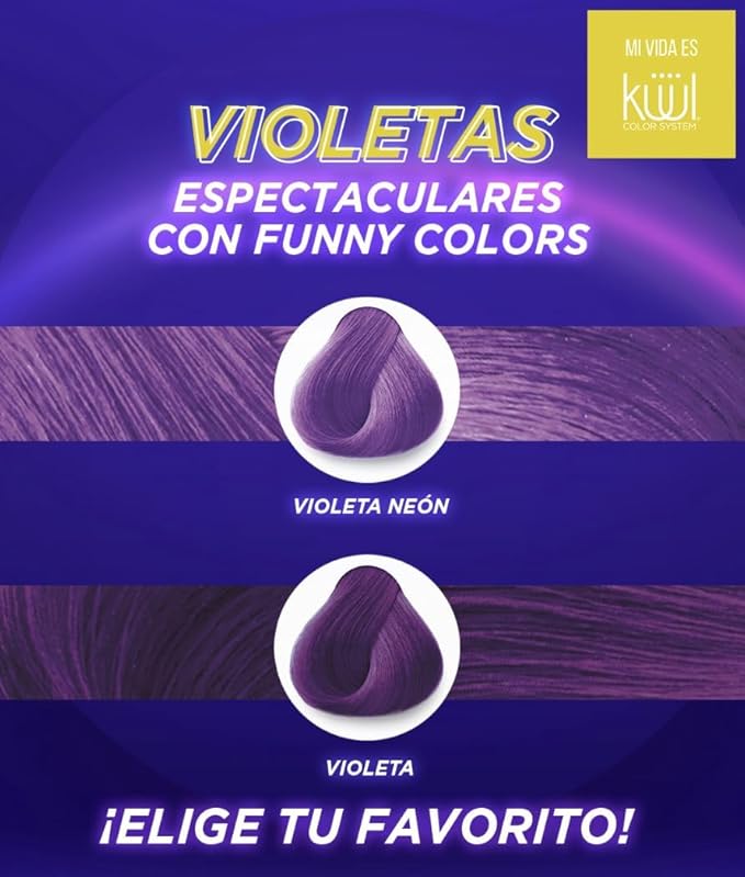 Küül's FUNNY COLORS - Tintes de Fantasia ((VIOLETA NEON), 3.04 oz)