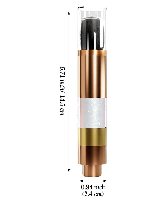 Highlighter Powder with Brush | 3D Contouring & Radiant Glow for Face, Body & Hair | Pearlescent Shimmer, Long-Lasting & Buildable Coverage | Women's Makeup for Daily & Special Occasions