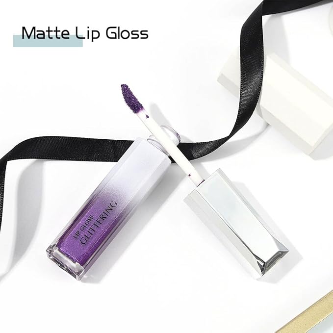 Kilshye Glitter Lipstick Matte Liquid Lipsticks Metallic Lip Glaze High Pigment Lipgloss Long Lasting Waterproof Lip Makeup for Women and Girls Pack of 1 (A- Purple 3)