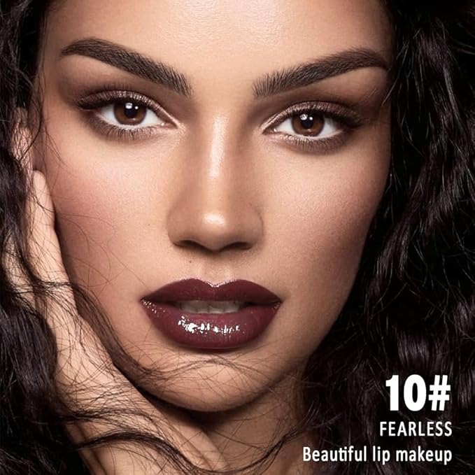 Kaely Longwear Shine Lipstick for Women, Highly Pigmented Liquid Lip Color Makeup, Non-Transfer Lip Gloss Stain Waterproof Smudge Proof 24 Hour, Glossy Finish, Vegan & Cruelty-free, 10 FEARLESS