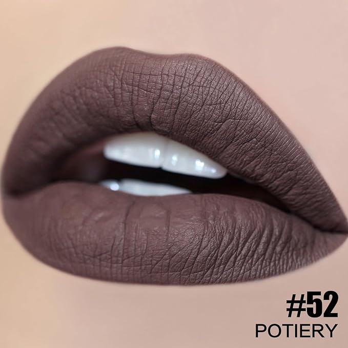 FOCALLURE Ultra Matte Liquid Lipstick,Longwear Rich Lip Colors,Easy to Create a Sexy Lips with High-grade Formula,Long Lasting Waterproof Lipstick Make Up,POTIERY