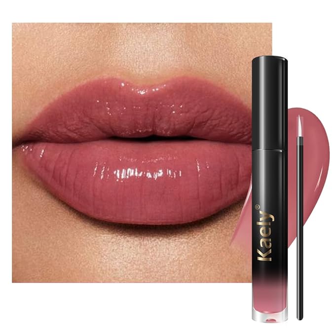 Kaely Longwear Shine Lipstick for Women, Highly Pigmented Liquid Lip Color Makeup, Non-Transfer Lip Gloss Stain Waterproof Smudge Proof 24 Hour, Glossy Finish, Vegan & Cruelty-free, 13 COY