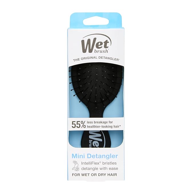 Wet Brush Mini Detangler Hair Brush, Black Frost, Detangling Travel Hairbrush, Ultra-Soft IntelliFlex Bristles Glide Through Tangles with Ease, Pain-Free, All Hair Types