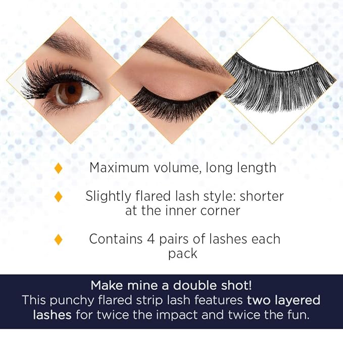 Ardell False Eyelashes Double Up 204 - Dramatic, Full-Volume, Wispy Strip Lashes, 2 Pack