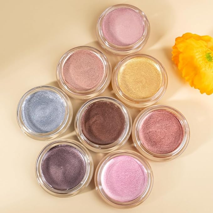 Cream Glitter Grey Blue Shimmer Metallic Eyeshadow Palette Makeup, Natural Single Mini Instant Holographic Eyeshadow For Women, Sombras Crema Para Ojos, Talc, Paraben & Cruelty Free