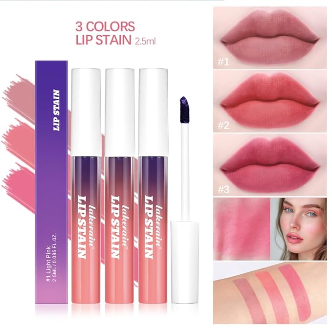 Pipe-off lip liner stain,line tattoo high-color Tint,Smudge-Proof,Waterproof,light brown/dark brown/burgundy long-lasting,Nude Matte Tint,Non-Fading, Full Coverage（#1 Light Pink）