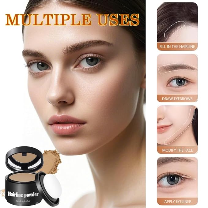 Invisible Hairline Powder, Undetectable Coverage for Bald Spots Receding Hairlines, 3 Seconds Fill for Bald Spots & Thinning Edges, Waterproof, Transfer-Resistant, Natural Matte Finish