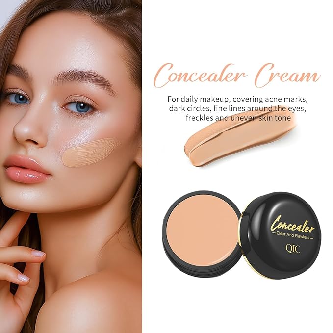 Multi-Use Pot Concealer Full Coverage - Under Eye Concealer Waterproof No Transfer,For Dark Circles, Blemishes, Makeup Brightens for Sensitive Skin, Medium 0.53 Oz