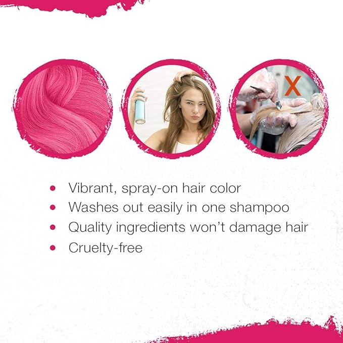 Punky Temporary Hair Color Spray – Lynx Pink, Instant Vivid Temporary Hair Dye for Women, Wash Out, Hair-Color Spray, 3.5 oz, 2 Pack