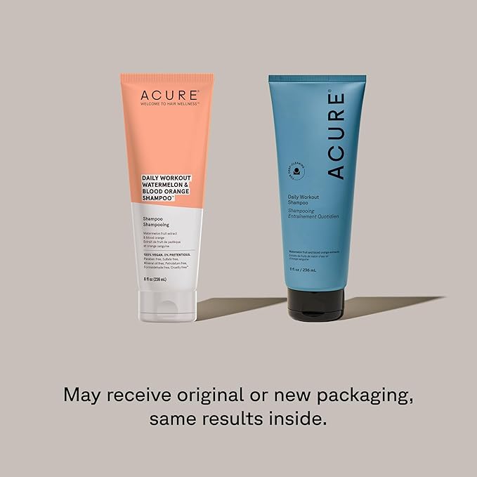 Acure Daily Workout Watermelon Shampoo - Lightweight Hydrating & Clarifying Shampoo for Women & Men w/ Oily, Damaged Hair & Dry Scalp, Color Safe, Vegan, Clean, Paraben & Sulfate Free - 8 fl oz