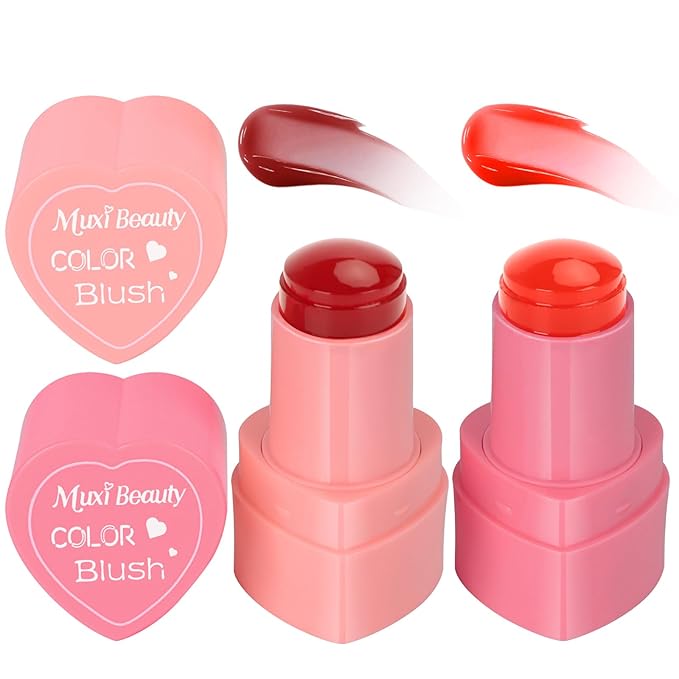 2 Colors Cooling Water Jelly Tint/Blush,Love Stick（Light Pink+Candied Orange ）Multi-Use Juicy Jelly Lip + Cheek Tint Creates A Moist Watercolor Finish-1,000+ Swipes Per Stick