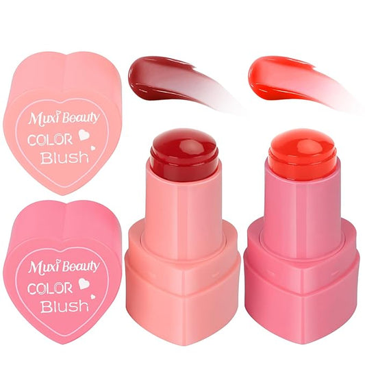 2 Colors Cooling Water Jelly Tint/Blush,Love Stick（Light Pink+Candied Orange ）Multi-Use Juicy Jelly Lip + Cheek Tint Creates A Moist Watercolor Finish-1,000+ Swipes Per Stick