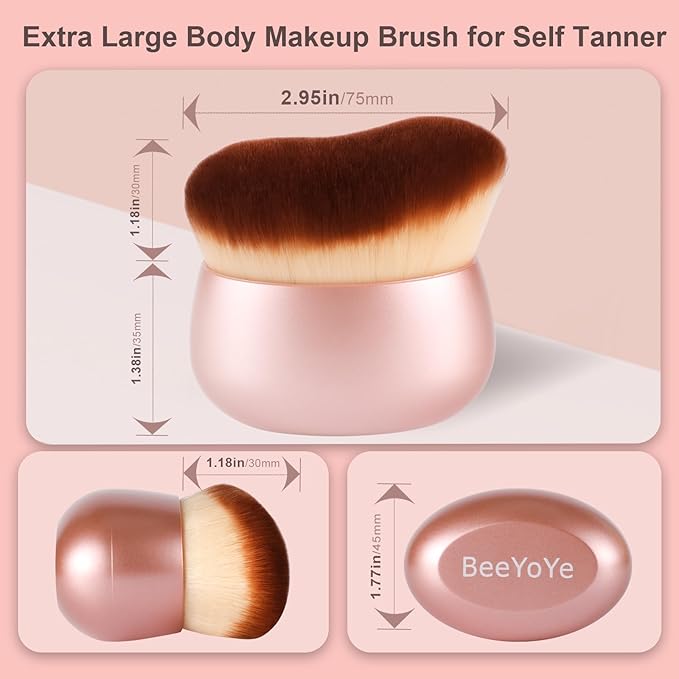 Extra Large Body Makeup Brush for Self Tanner,75mm Face Leg Makeup &Body Kabuki Blending Brush for Tanning Lotion,Wide-headed Bronzer Brush,Body Coverage Applicator for Tattoo Cover up Makeup