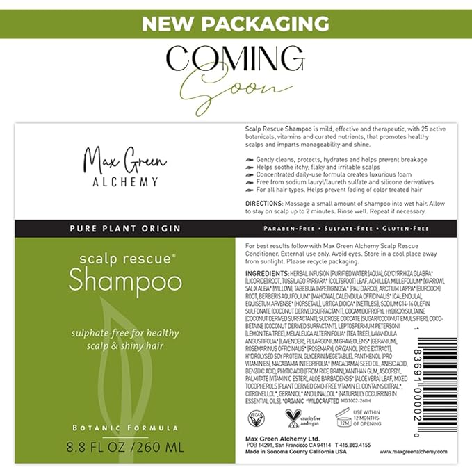 MGA Vegan Hair Shampoo - Organic Formula for All Types of Hair | With Natural Herbal Scent for Men & Women | Parabens Silicone & Sulfate Free Dandruff Shampoo Provides Frizz control | 8.8 Fluid Ounce