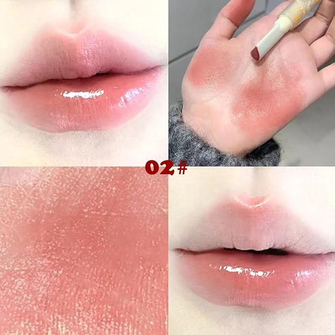 Jelly Lipstick Tinted Lip Gloss Heart Lip Glaze, 3 Colors Lipstick Long Lasting Moisturizing Tinted Lipgloss,Non-sticky,High Pigmented Glossy Lip Gloss