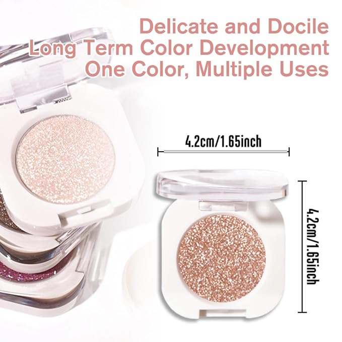 Single Glitter Shimmer Sparkle Eye shadow Palette Makeup, Light Brown Glitter Eyeshadow for Women, Pigmented Waterproof Sombras Para Ojos, Vegan, Talc, Paraben & Cruelty Free, 09