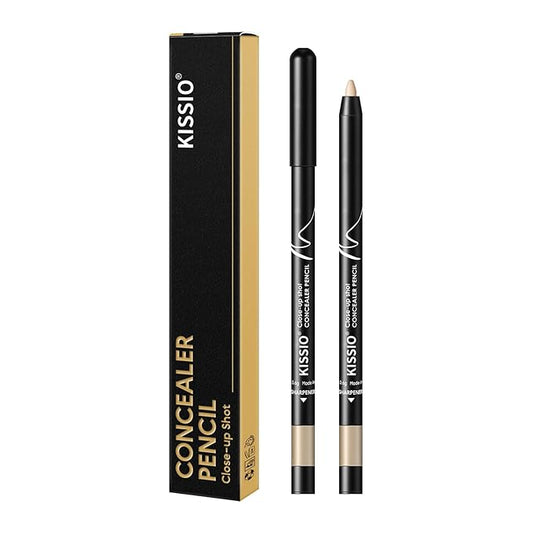 KISSIO Concealer Pencil,Under Eye Concealer,Cover Acne and Freckles,Brightener,Waterproof,Long-lasting,Cream,Makeup Pencil with Sharpener,01 PORCELAIN