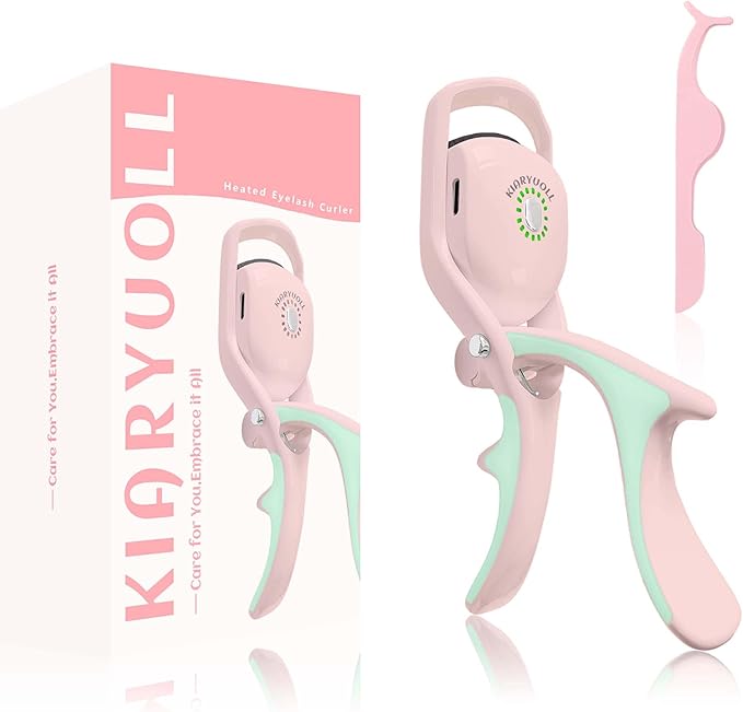 Electric Heated Eyelash Curler Kit Hot Lash Therapy Professional Eyelash Tools Battery Powered Lash Lifter Rechargeable Clamp for Various Eye Types Plastic Material (Colour Pink)
