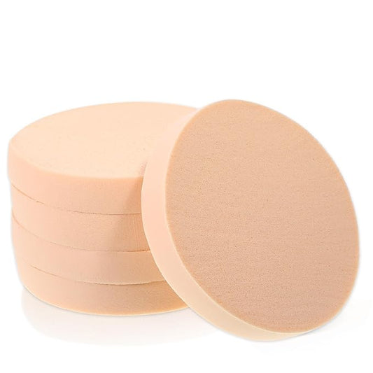 5 PCS Nude Round Makeup Sponge, Flat Makeup Sponges for Foundation, Smooth Cosmetic Foundation Sponge, Beauty Powders Puff for Women Lady Professional Makeup