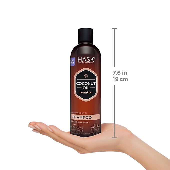 HASK Coconut Nourishing Shampoo + Conditioner Set | For All Hair Types, Sulfate-Free, Paraben-Free, Gluten-Free, Cruelty-Free, Color Safe | 12oz each