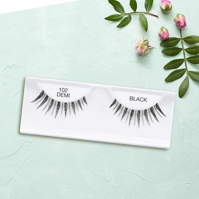 Ardell Natural Lashes 102 Demi Black – Lightweight, Reusable Fake Eyelashes with Natural Look for Beginners & Makeup Lovers, 4 Pack
