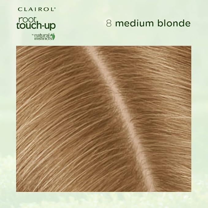 Clairol Root Touch-Up by Natural Instincts Permanent Hair Dye, 8 Medium Blonde Hair Color, Pack of 2