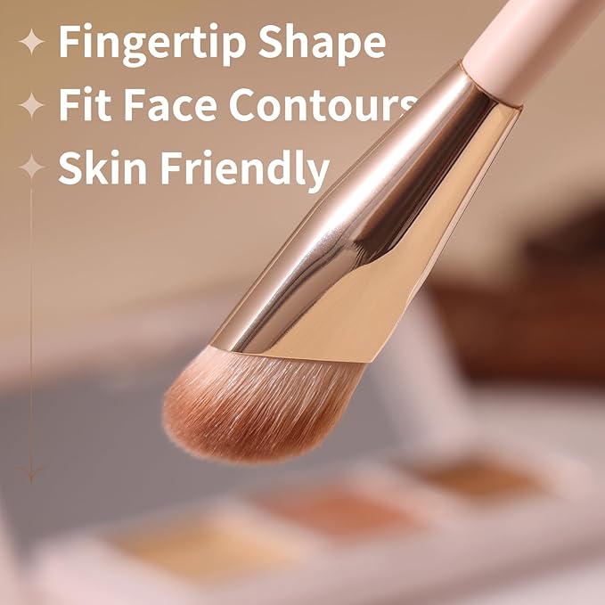 Small Angled Concealer Brush For Under Eye Brightening, Precision Face Makeup Brush (193 concealer brush-Pink)