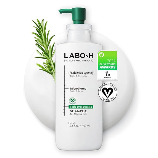 Scalp Strengthening Shampoo for Hair Growth & Anti-Loss | Vegan Ceramide Haircare Routine with Rosemary Oil, Biotin and Caffeine, Paraben Free, Korean, 13.5 Fl. oz.