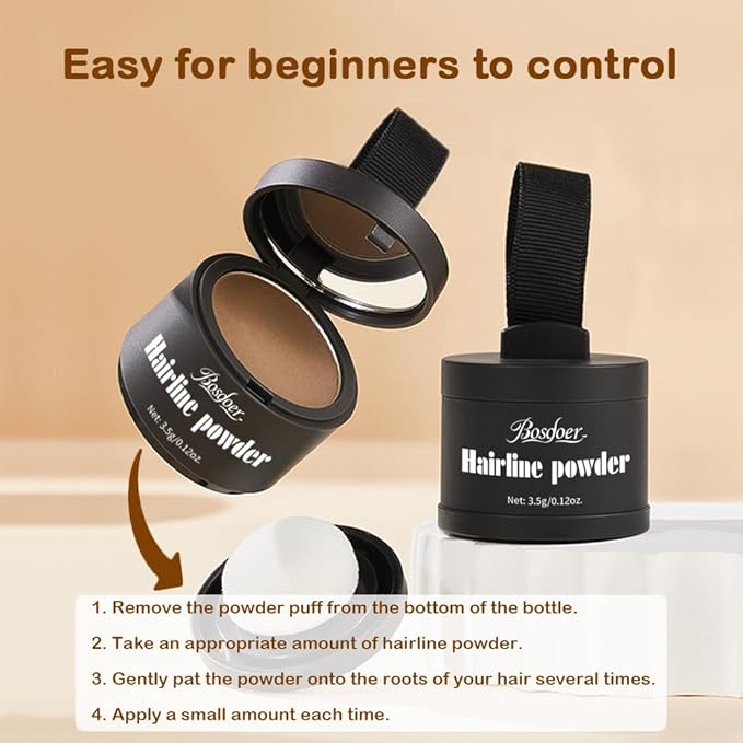 Invisible Hairline Powder, Undetectable Coverage for Bald Spots Receding Hairlines, 3 Seconds Fill for Bald Spots & Thinning Edges, Waterproof, Transfer-Resistant, Natural Matte Finish