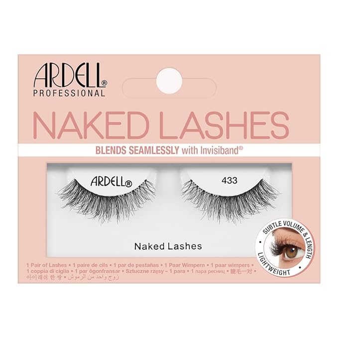 Ardell Naked Lashes Natural 433 with Invisiband – Lightweight, Natural False Eyelashes, Soft Volume Strip Lashes, 1 Pair
