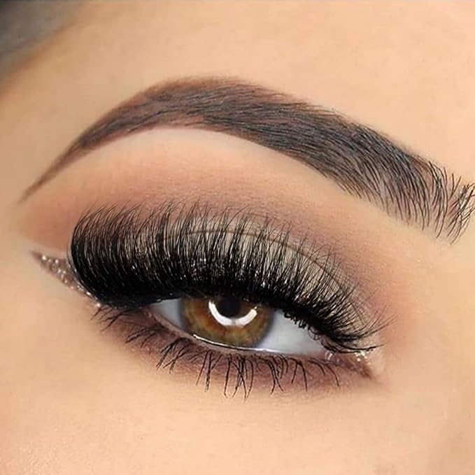 Kiromiro Mink Lashes False Eyelashes 18mm 3D Volume Cat Eye Lashes Faux Mink Eyelash Wispy Fake Eyelashes Thick Strips Lash Pack, 7 Pairs