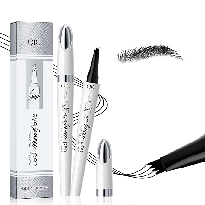 Microblading Eyebrow Pencils for Women - Microblading Brow Pen with 4-Fork-Tip, Eyebrow Pen Smudge- Proof Waterproof Eyebrow Pencil Create Natural Hair-Like Brow, Last All-Day, Black
