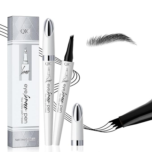 Microblading Eyebrow Pencils for Women - Microblading Brow Pen with 4-Fork-Tip, Eyebrow Pen Smudge- Proof Waterproof Eyebrow Pencil Create Natural Hair-Like Brow, Last All-Day, Black