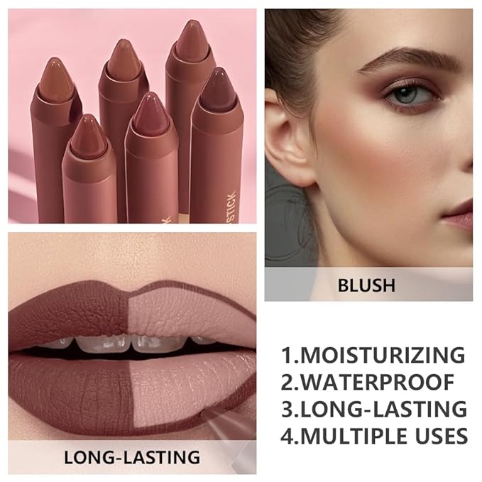 BINGBRUSH 2 in 1 Lip Liner and Lipstick Combo, Matte Lipstick Long Lasting Waterproof Lip Pencil Crayon, Smudge Proof Lip Stain,Hign pigmented Women’s Makeup(04#Spiced Cocoa)