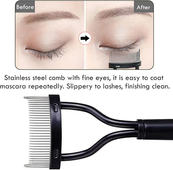 KINGMAS Eyelash Comb Separator, Eye Lash Separator Eyelash Definer Mascara Comb Applicator with Cover - Arc Designed