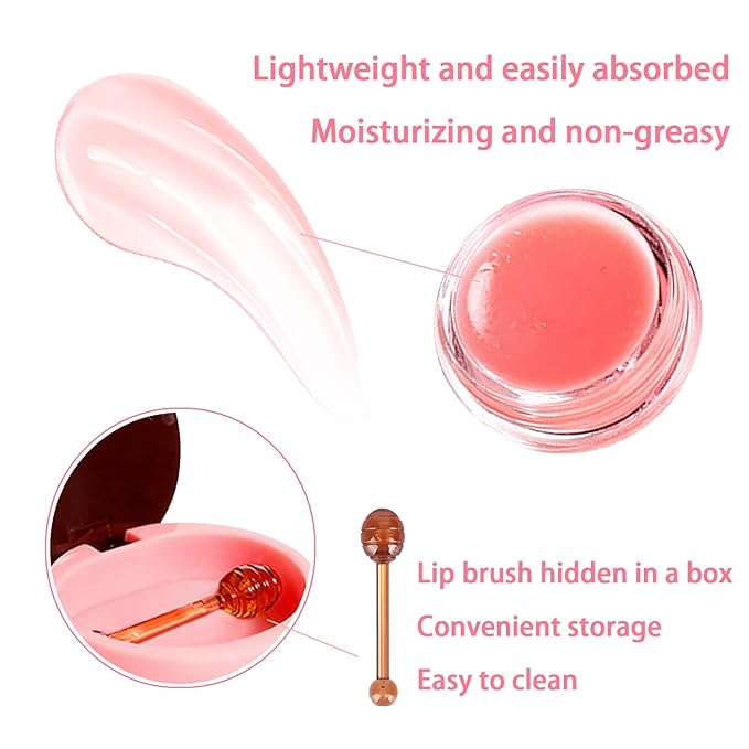 3 Pcs Bee Lip Balm Honey Pot, Honey Strawberry Apple Lip Mask Overnight, Moisturizing Lip Sleeping Mask, Hydrate Repair Prevent Dry Cracked Lip Exfoliator Lip Care (Coconut +Watermelon+Cherry)