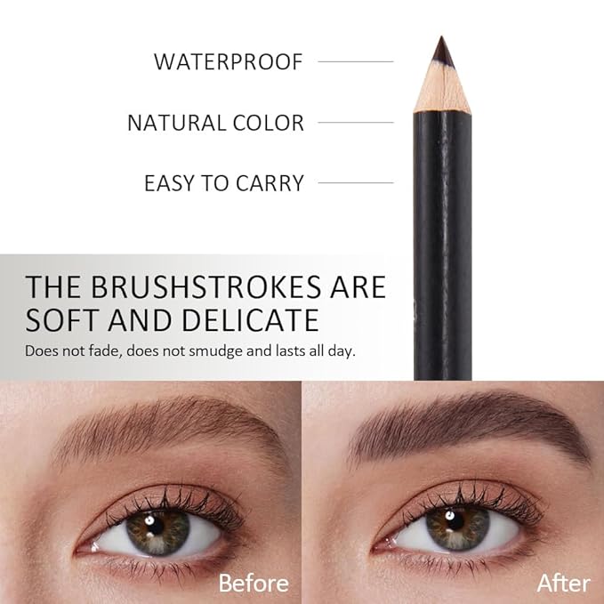 6Pcs Brow Pencil Set with Sharpener – Wooden Hard-Core Eyebrow Pencils, Perfect for Eye Brows and Eyeliner, Waterproof & Sweat-Proof for Beginner makeup (6PCS*Coffee)