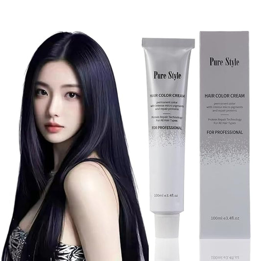 PureStyle 100g Professional Permanent Hair Color Dye Cream Ammonia Free, Long Lasting Blue Black Color, Natural Shine, For All Hair Types Easy At Home Application (22/88 Blue Black)