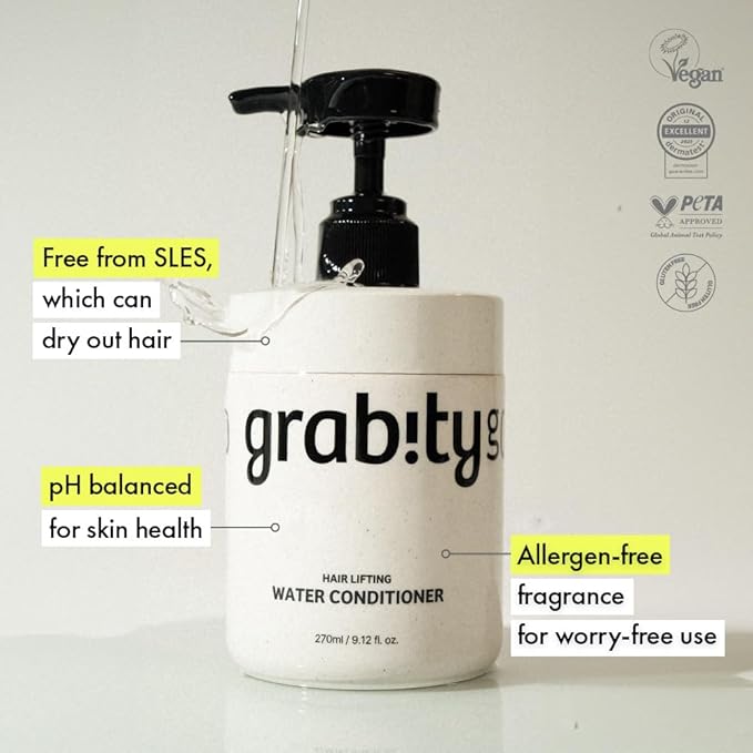 grabity g0.0 Hair Lifting Water Conditioner - Volumizing Conditioner for Thinning Hair with Hyaluronic Acid and Silk Keratin, Vegan, Free from Sulfates and Parabens, 9.12 fl.oz.